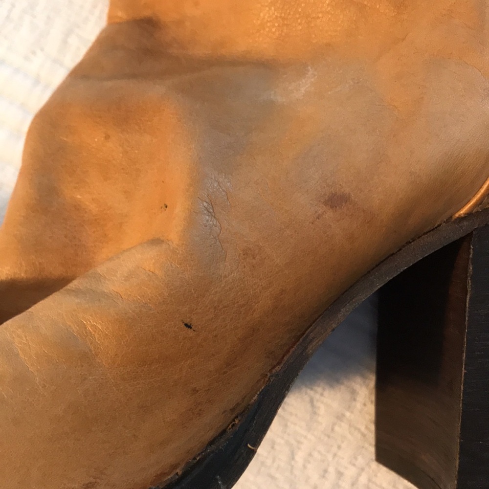 Free People Elle Camel Tan Buttery Leather Boots Bootie Block Heel 8 - Picture 14 of 17